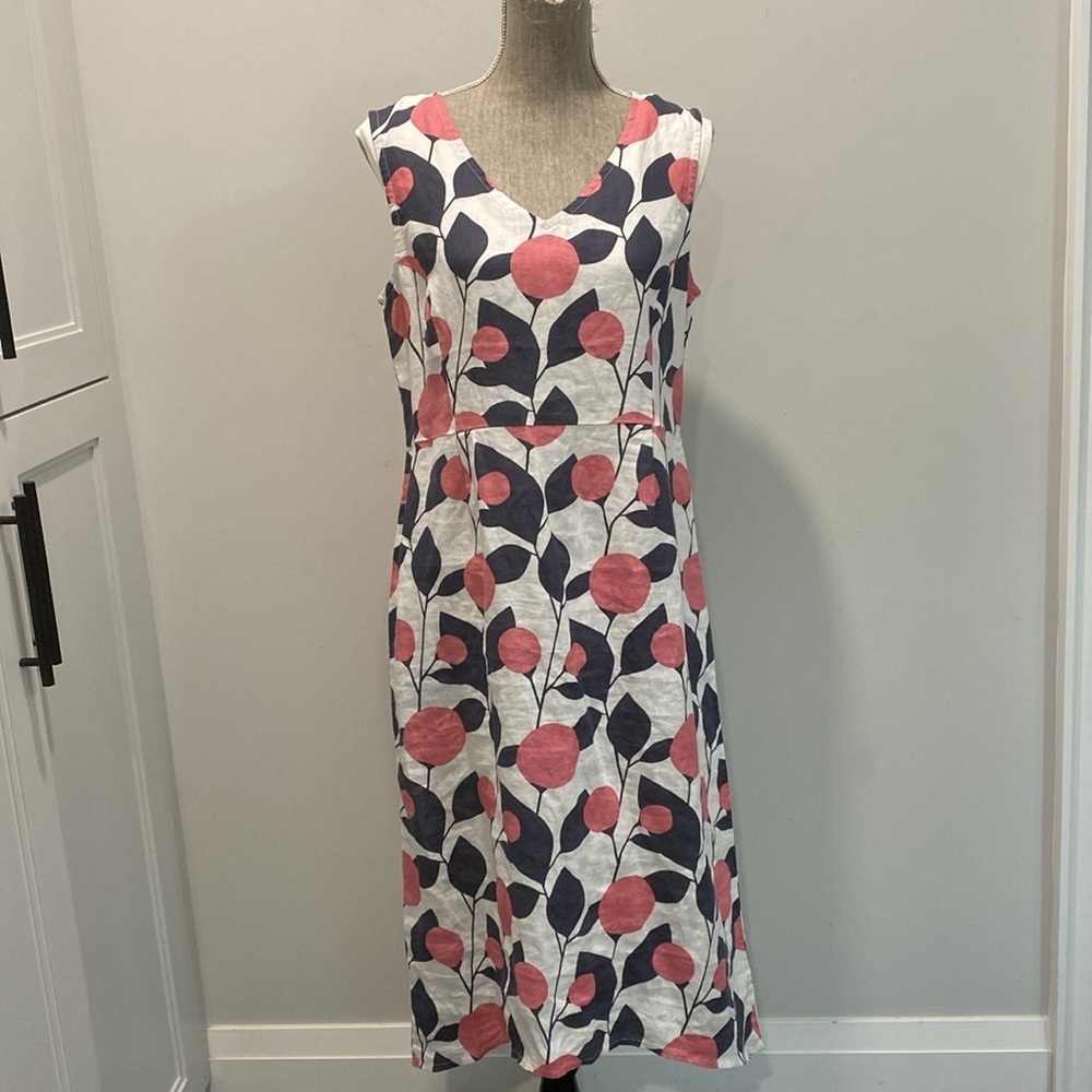 White Stuff Floral Linen Sleeveless Dress Pink and Blue Size 8 - Picture 3 of 12